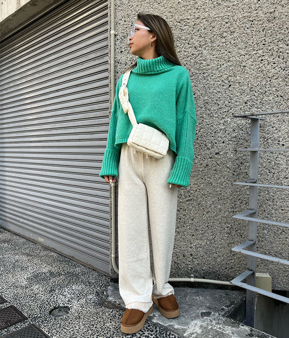 オフタートル クロップド 起毛 ニット トップス 853-5711