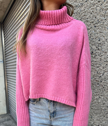 オフタートル クロップド 起毛 ニット トップス 853-5711