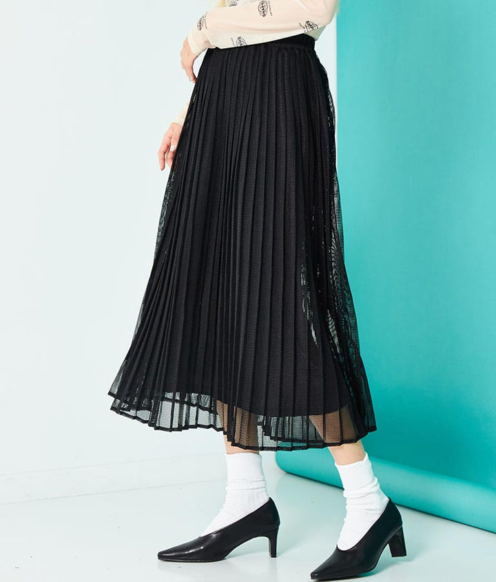 総メッシュ プリーツ スカート