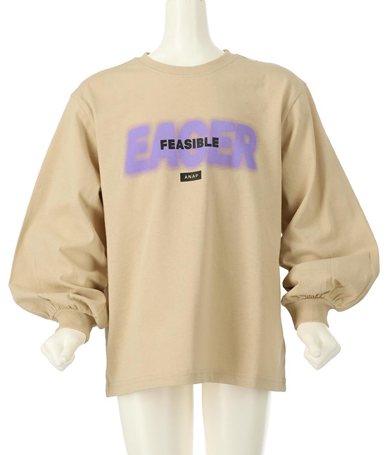 スプレーロゴ プリント ビッグ ロンT 長袖 Tシャツ 423-3215