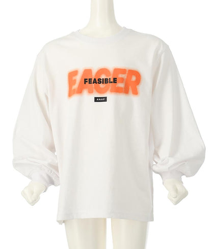 スプレーロゴ プリント ビッグ ロンT 長袖 Tシャツ 423-3215