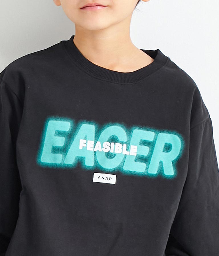 スプレーロゴ プリント ビッグ ロンT 長袖 Tシャツ 423-3215