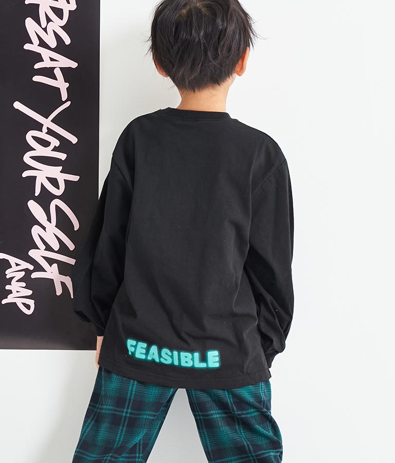 スプレーロゴ プリント ビッグ ロンT 長袖 Tシャツ 423-3215