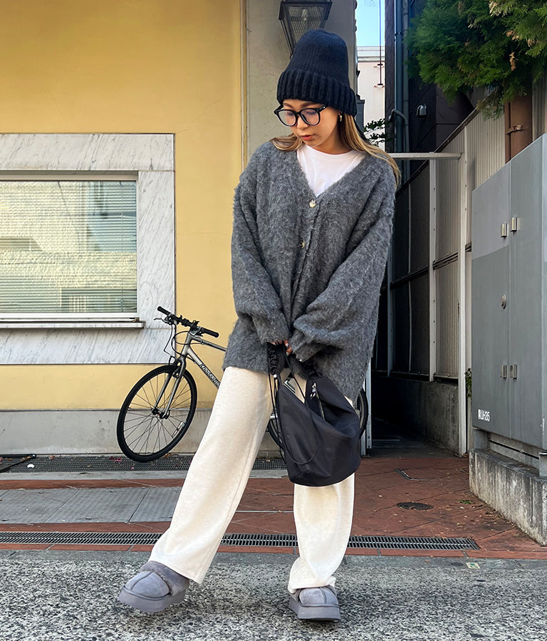 ブークレ ループヤーン 起毛 MIX ニット カーディガン 854-5743