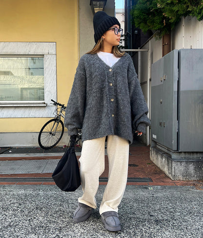 ブークレ ループヤーン 起毛 MIX ニット カーディガン 854-5743