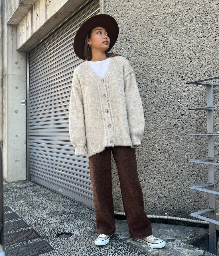 ブークレ ループヤーン 起毛 MIX ニット カーディガン 854-5743