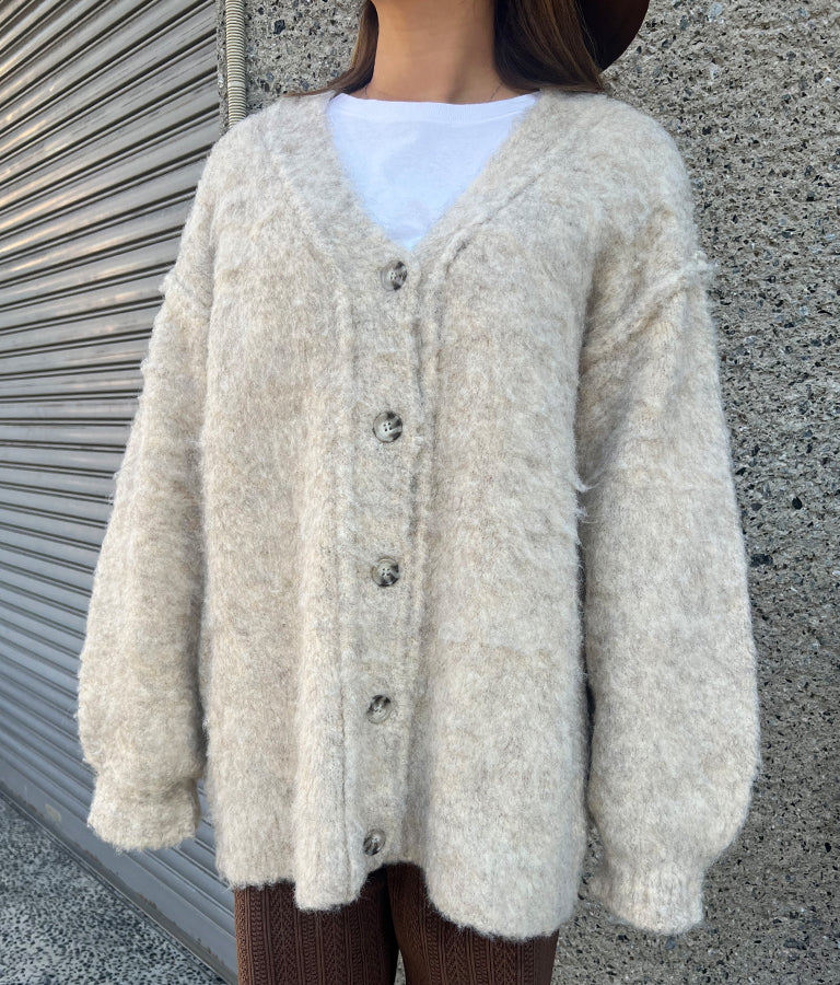 ブークレ ループヤーン 起毛 MIX ニット カーディガン 854-5743