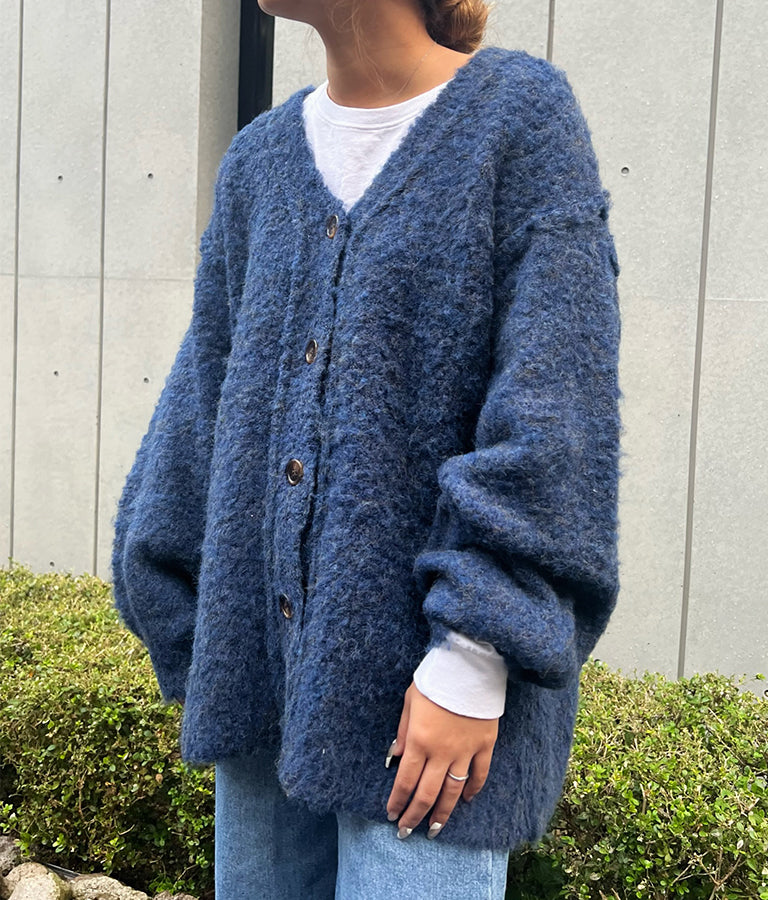 ブークレ ループヤーン 起毛 MIX ニット カーディガン 854-5743