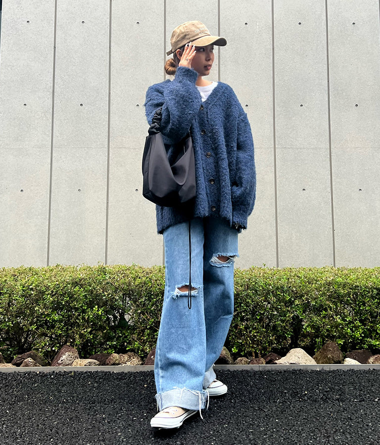 ブークレ ループヤーン 起毛 MIX ニット カーディガン 854-5743