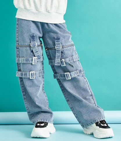 4WAY ジップ 付き セパレート デニム ワイド パンツ 912-7215