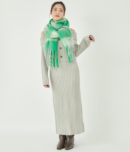 フリンジ大判ストール 159-5517