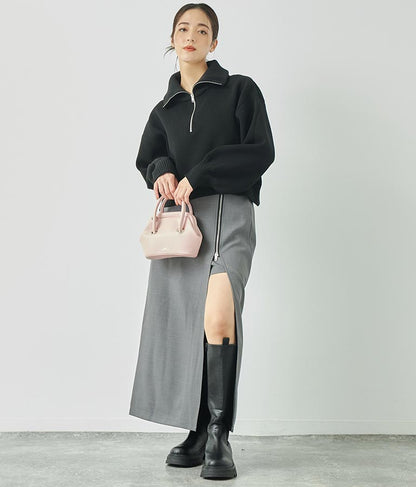 クロップド ハーフジップ モチモチ ニット トップス 793-8957