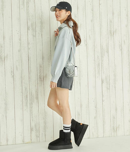 クロップド ハーフジップ モチモチ ニット トップス 793-8957