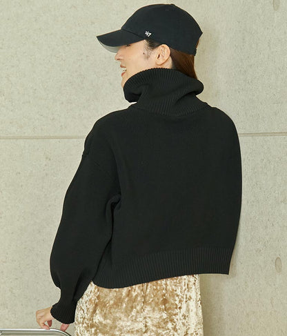 クロップド ハーフジップ モチモチ ニット トップス 793-8957