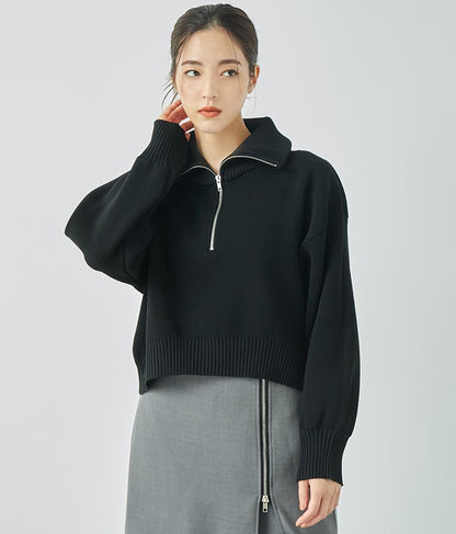 クロップド ハーフジップ モチモチ ニット トップス 793-8957