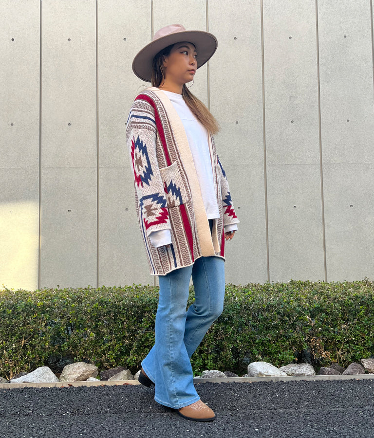 オルテガ ストライプ カーディガン 814-6704