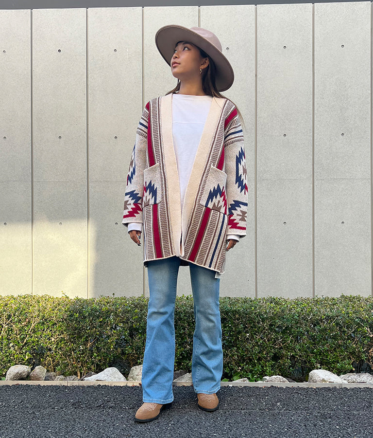 オルテガ ストライプ カーディガン 814-6704