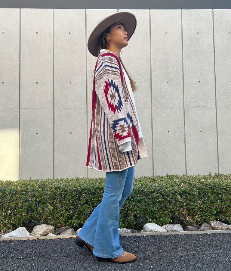 オルテガ ストライプ カーディガン 814-6704