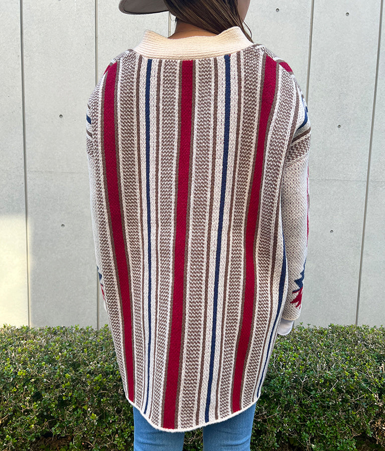 オルテガ ストライプ カーディガン 814-6704