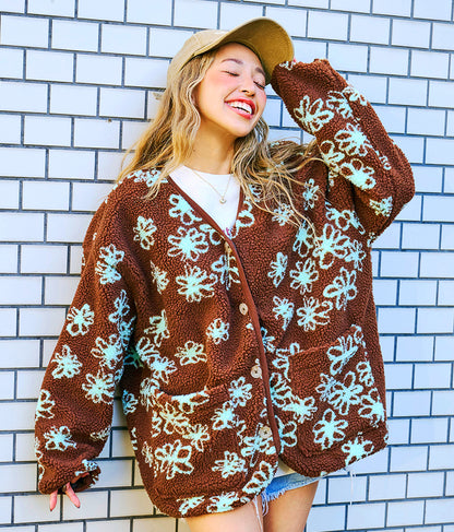 手書き風 フラワー ボア ジャケット 856-5744