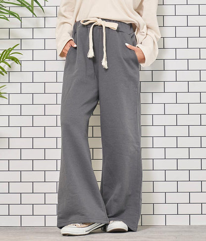 フリンジベルト 裏毛 スウェット リラックス ワイド パンツ 852-5821
