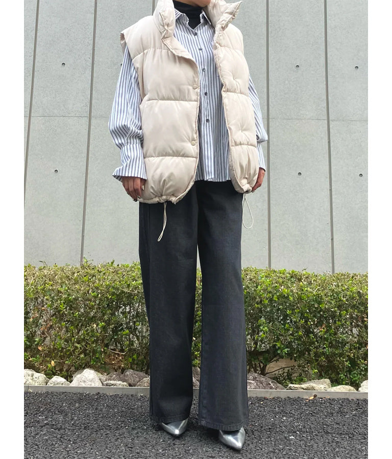 ウォッシュデニム サイドライン ウエストゴム バギー パンツ 792-9084