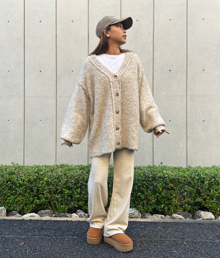 ブークレ ループヤーン 起毛 MIX ニット カーディガン 854-5743