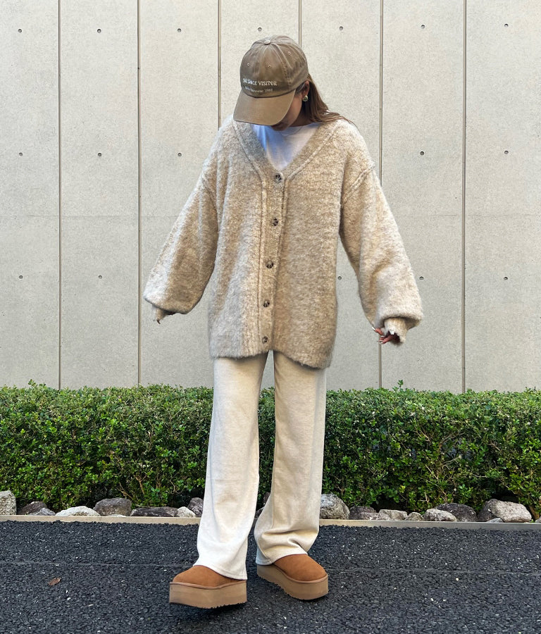 ブークレ ループヤーン 起毛 MIX ニット カーディガン 854-5743