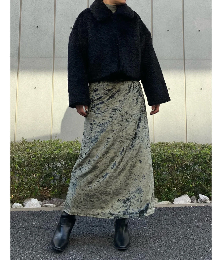 クラッシュ ベロア フレア ロング スカート 151-5527