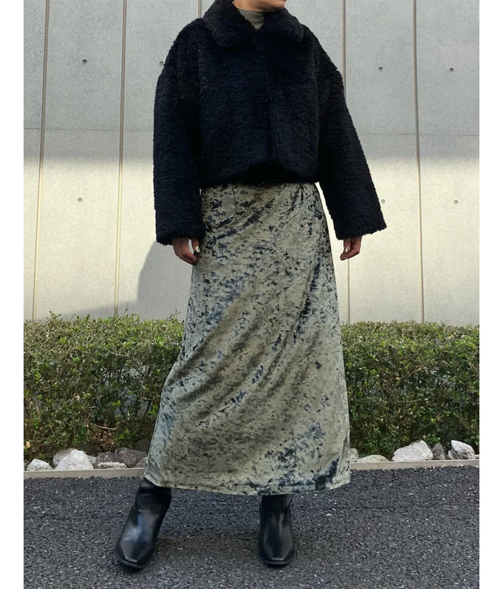 クラッシュ ベロア フレア ロング スカート 151-5527