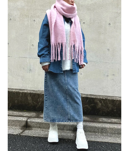 フリンジ大判ストール 159-5517