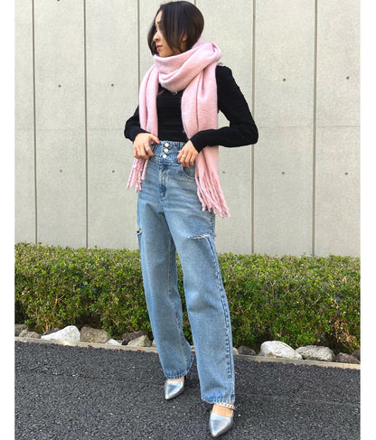 フリンジ大判ストール 159-5517