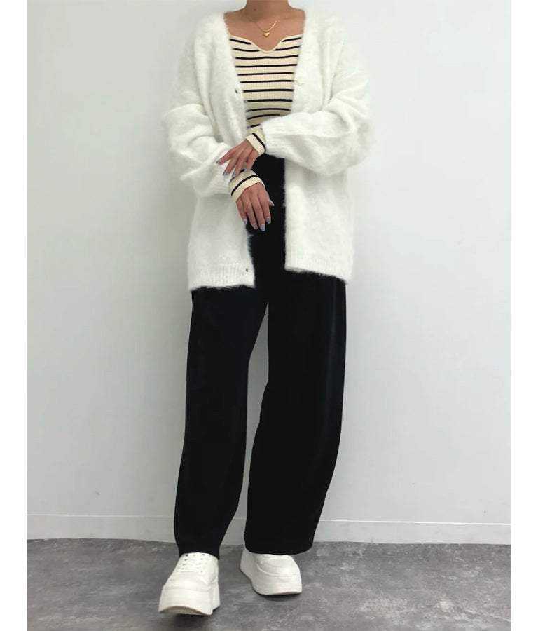 キーネックリブニットトップス 153-5511
