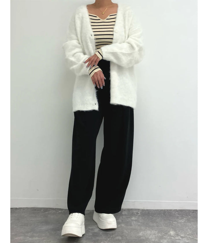 キーネックリブニットトップス 153-5511
