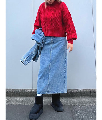 ケーブル編み ハイネック ニット トップス 793-9102