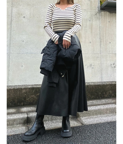 フェイクレザー フレア スカート 151-5512