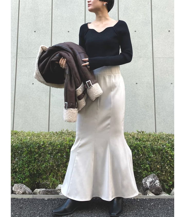 キーネックリブニットトップス 153-5511