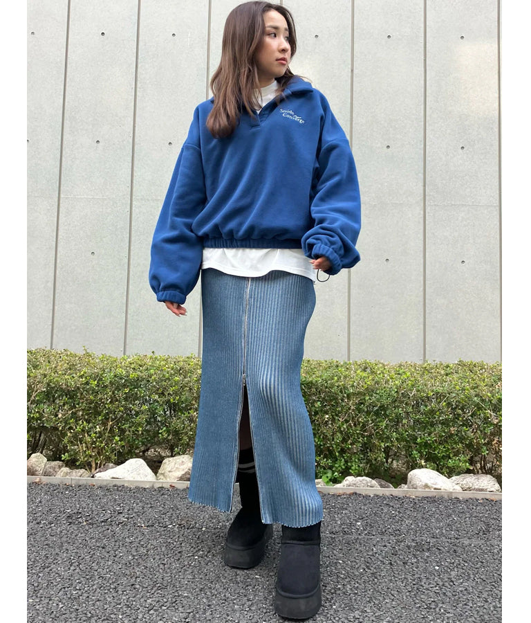 英字刺繍 スキッパー フリース トップス【別売りSETUP】 793-9055