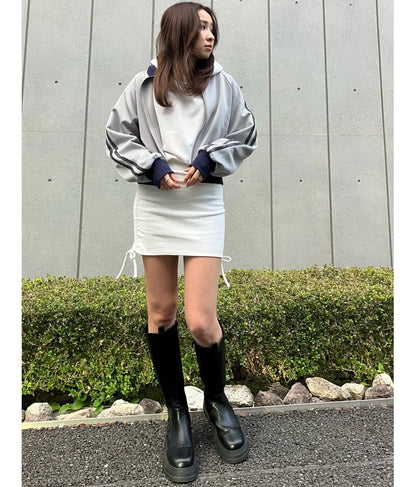 サイドギャザー裏毛スウェットパーカーワンピース 797-9046