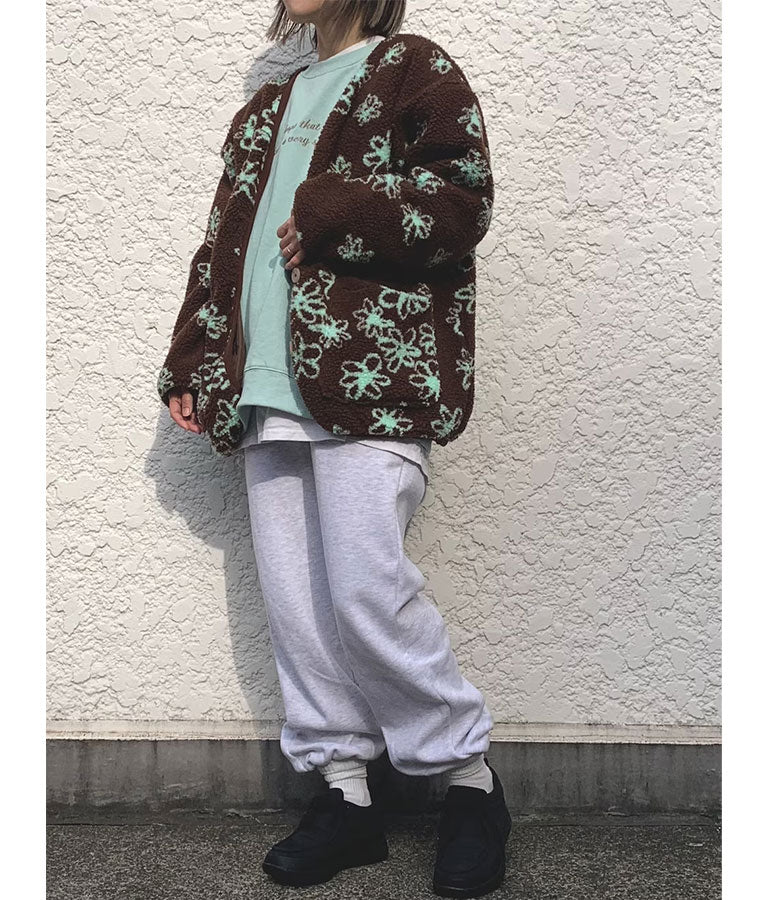 手書き風 フラワー ボア ジャケット 856-5744