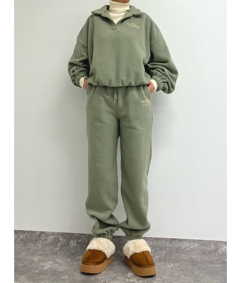 英字刺繍 スキッパー フリース トップス【別売りSETUP】 793-9055