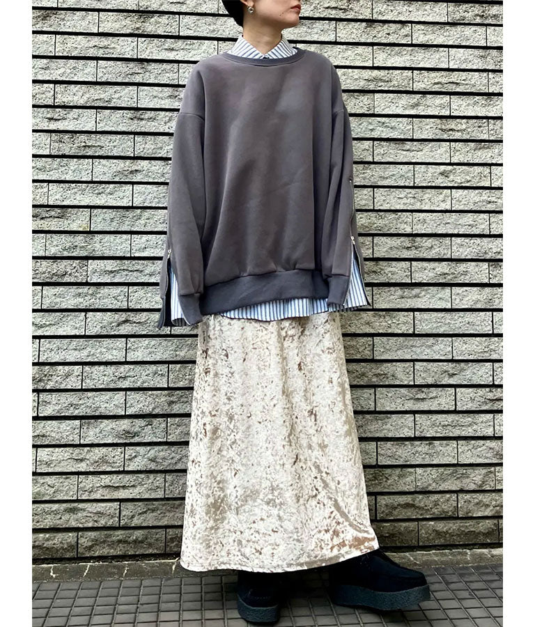 クラッシュ ベロア フレア ロング スカート 151-5527