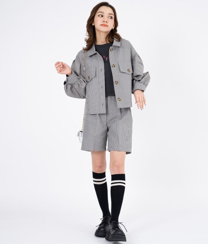 先染め チェック タック ショートパンツ 522-6163