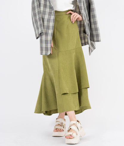 ピーチ起毛 アシンメトリー フレア スカート 521-6284