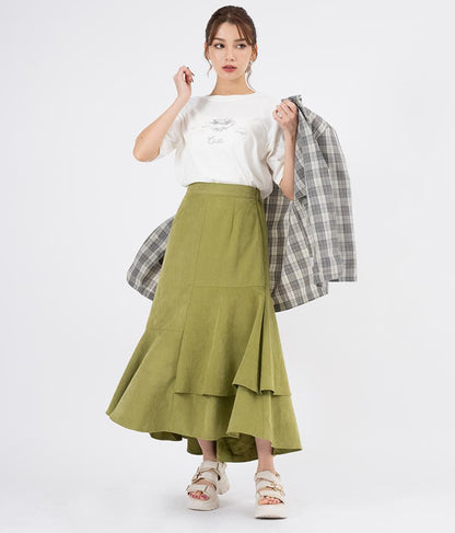 ピーチ起毛 アシンメトリー フレア スカート 521-6284