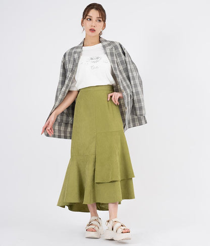 ピーチ起毛 アシンメトリー フレア スカート 521-6284