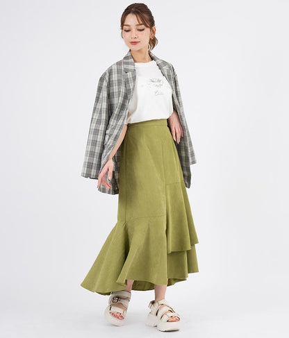 ピーチ起毛 アシンメトリー フレア スカート 521-6284