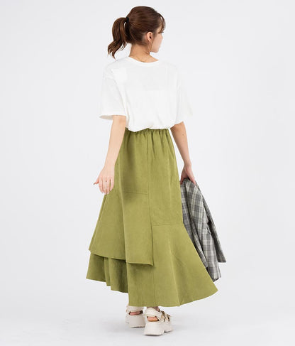 ピーチ起毛 アシンメトリー フレア スカート 521-6284