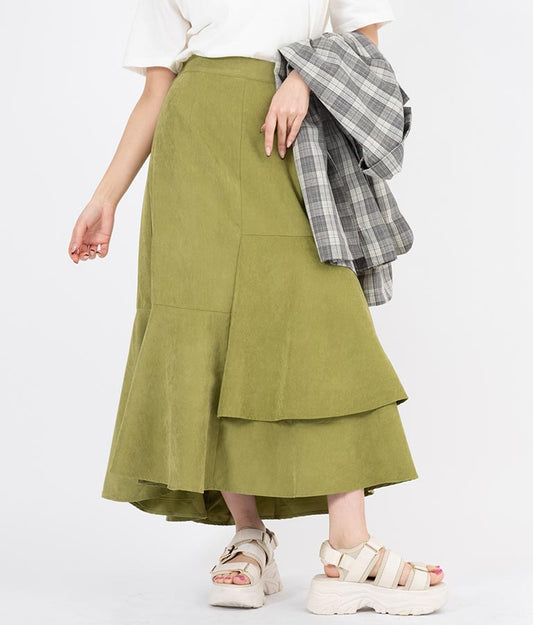 ピーチ起毛 アシンメトリー フレア スカート 521-6284