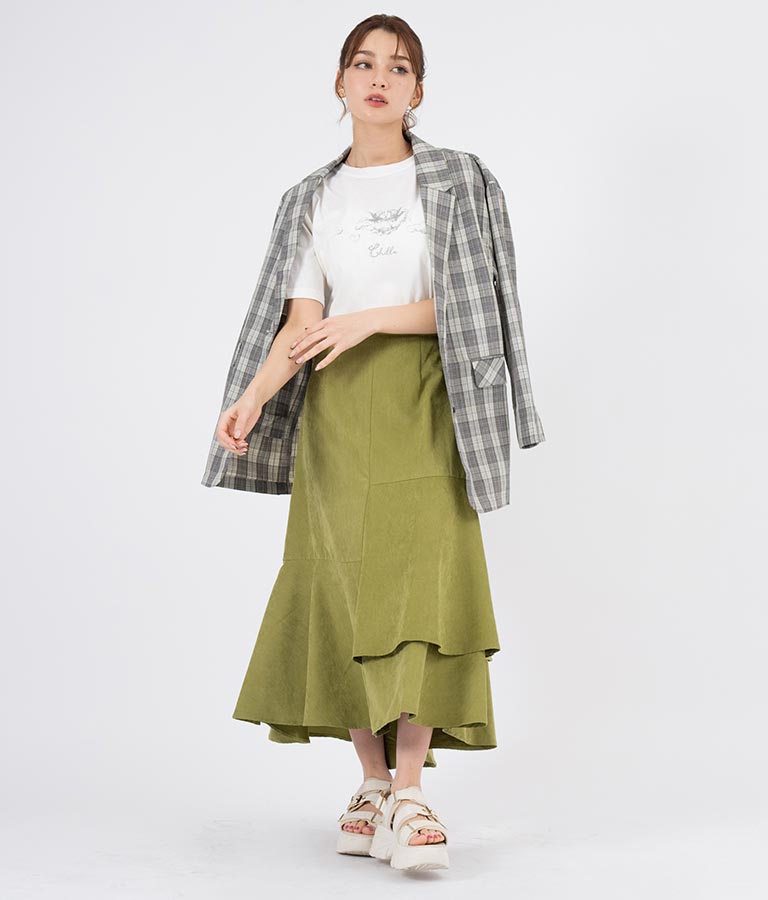 ピーチ起毛 アシンメトリー フレア スカート 521-6284